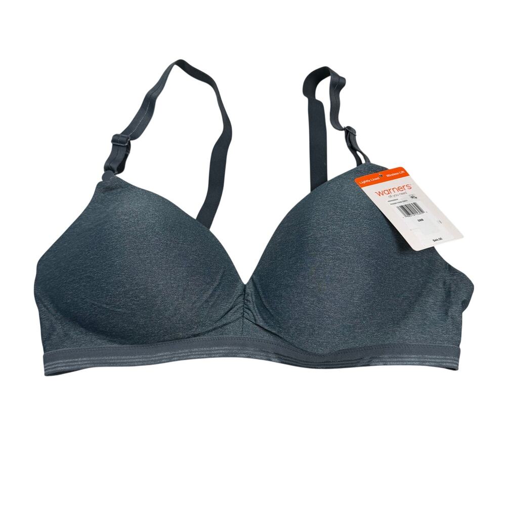 Warners Play It Cool Bra Womens 38B Wireless Lift Lightly Lined Blue Gray NWT